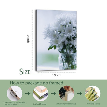 White Chrysanthemum Wall Art Canvas Painting Decor 21