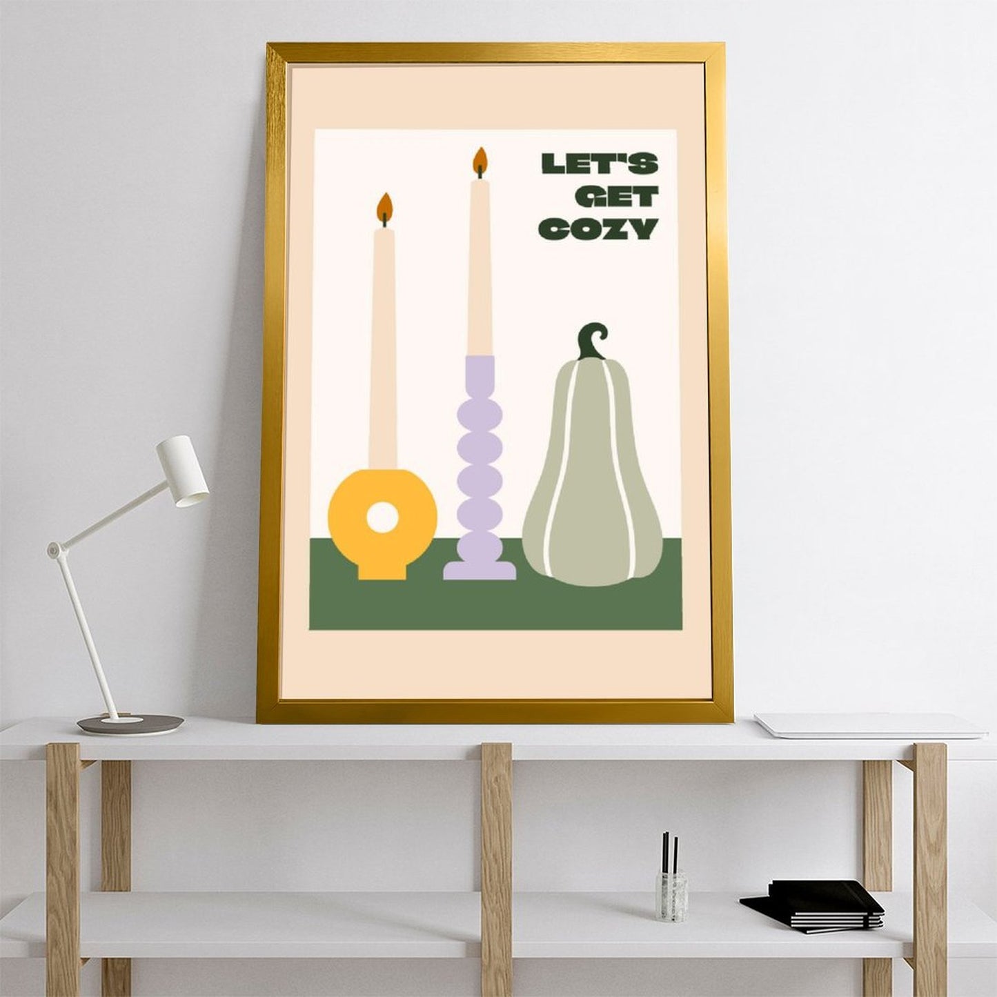 Let's Get Cozy Autumn Candle Art Print – Minimalist Fall Decor- 24