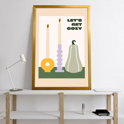 Let's Get Cozy Autumn Candle Art Print – Minimalist Fall Decor- 24