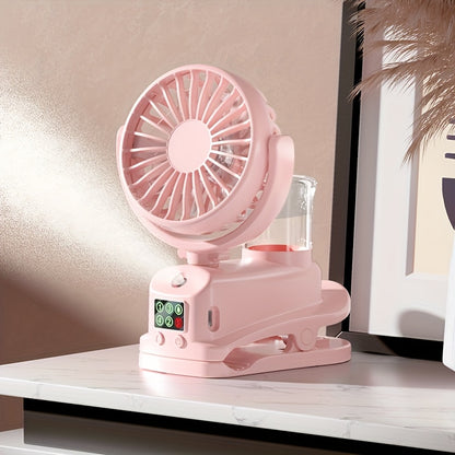USB Desktop Fan Humidifier Combo 4 Adjustable Speeds 2 Mist Levels Quiet 360° Rotation Cooling for Workspace Bedroom
