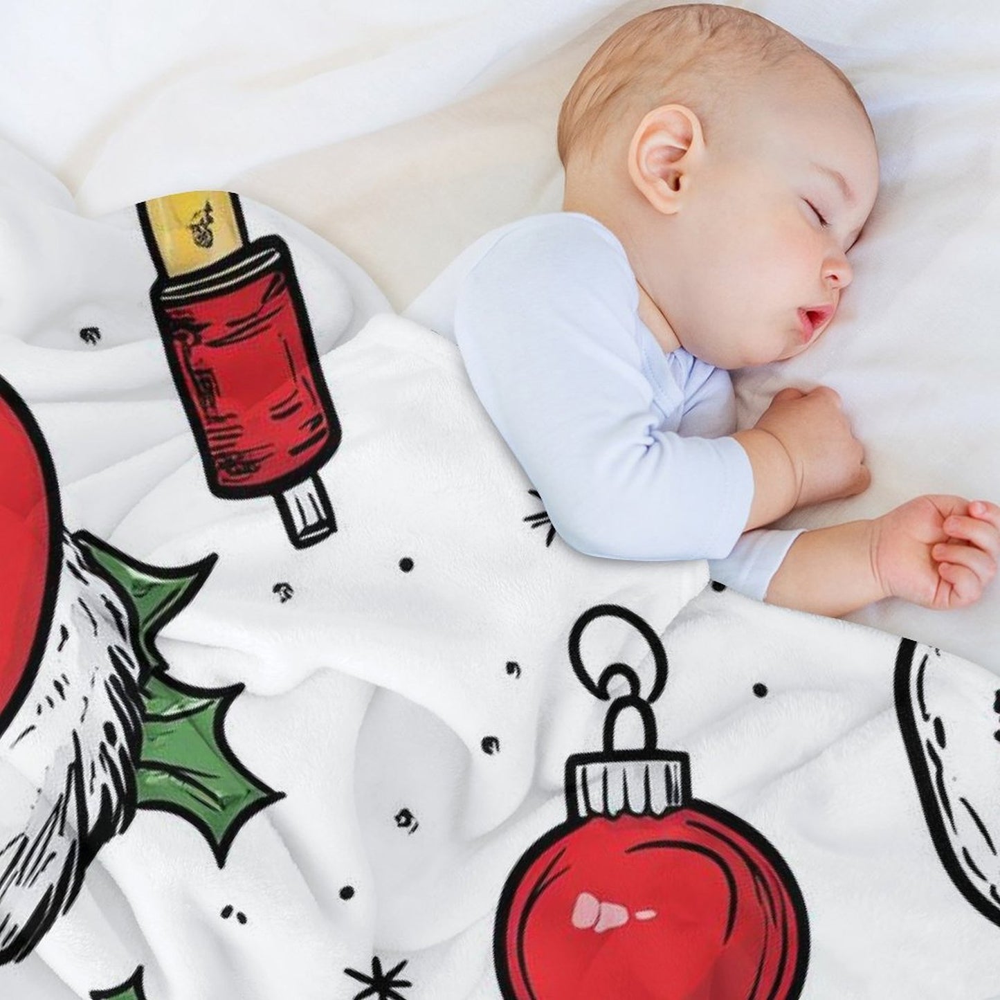 Santa Hat Pattern Anti-Pilling Flannel Blanket – Soft Cozy Christmas Throw