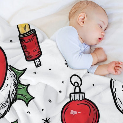 Santa Hat Pattern Anti-Pilling Flannel Blanket – Soft Cozy Christmas Throw