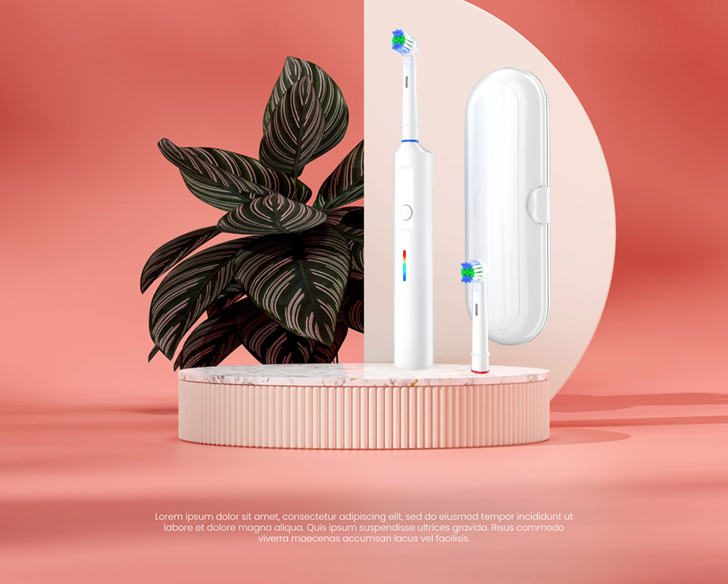 Rechargeable Electric Toothbrush for Adults Rotating 3D Brush Head 2 Replaceable Heads Portable Case TYPE-C 3 Speed Modes Soft Bristles Gift Ready