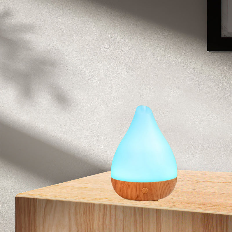 Portable Cool Mist Humidifier with Essential Oil Diffuser Soundwave Technology 7-Color LED Mood Lights Auto Shut-Off USB-Powered Wood Grain Design Digital Display-like Interface Compact Oval for Home Office