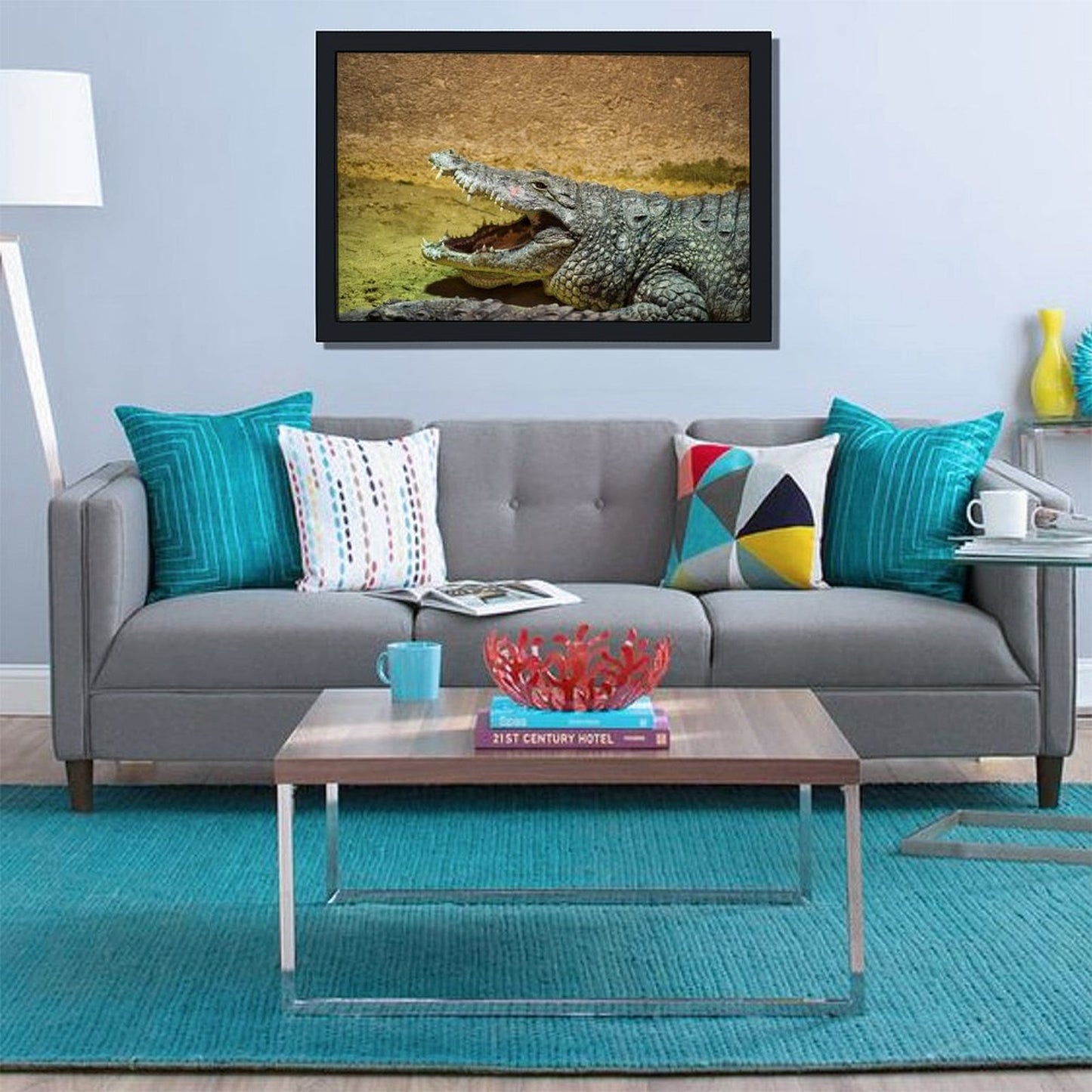 Black Frame Crocodile Wall Picture Nature Animal Decor-78