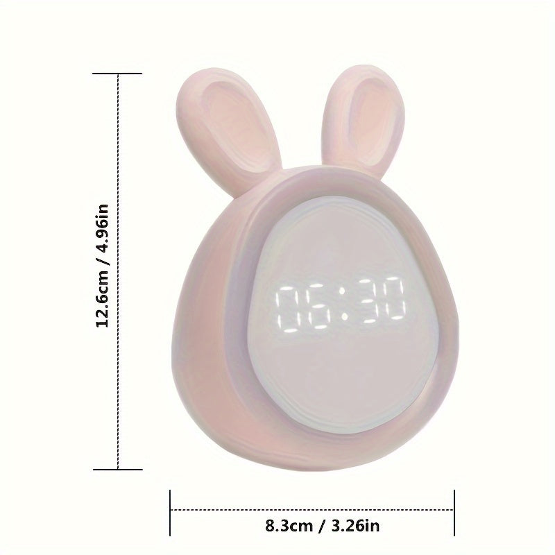 Adorable Rabbit Alarm Clock Small Night Light for Bedroom Living Room Office Decor Smart Student Gift Spring Season