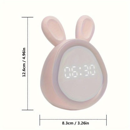 Adorable Rabbit Alarm Clock Small Night Light for Bedroom Living Room Office Decor Smart Student Gift Spring Season