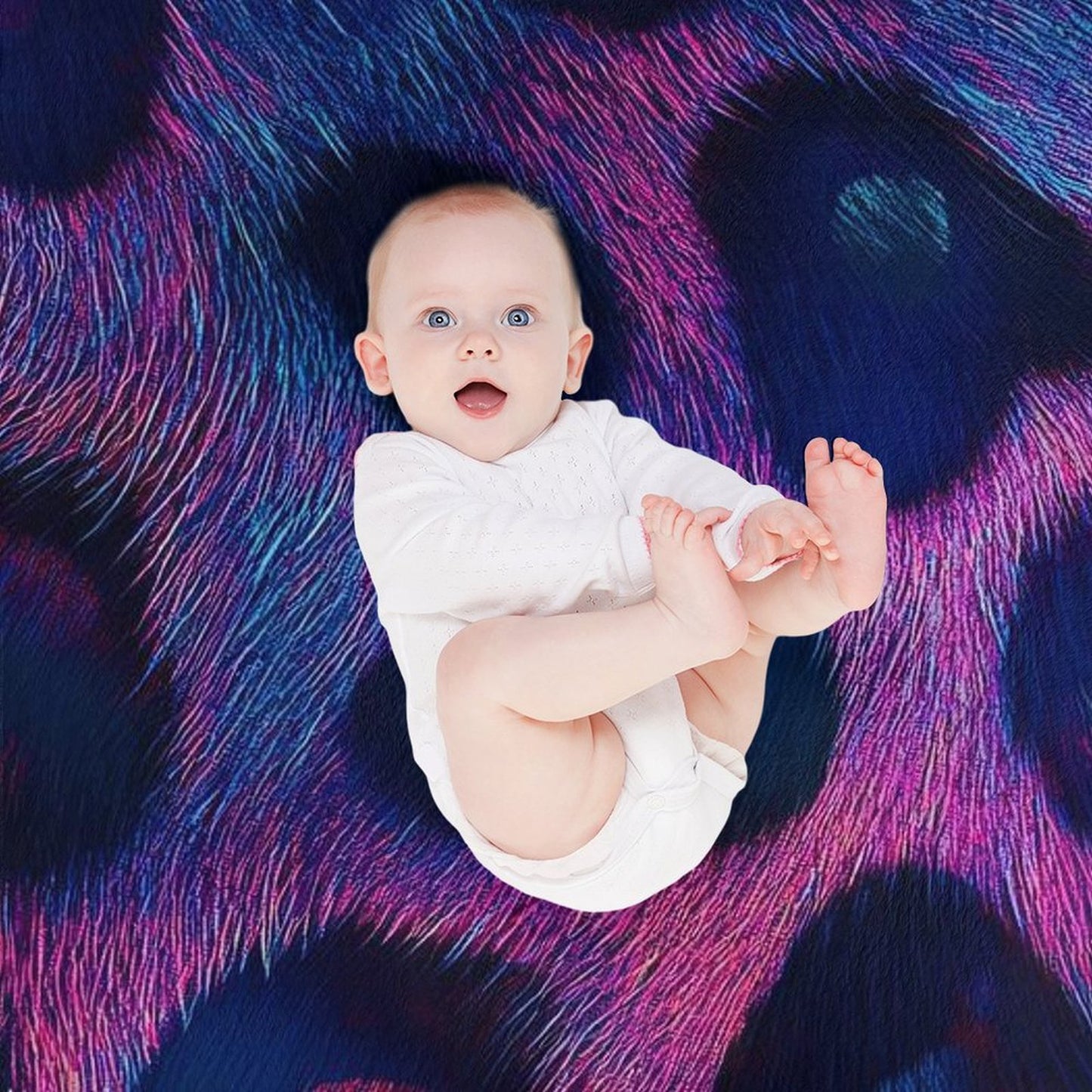 Anti-Pilling Flannel Blanket Blue Purple Leopard