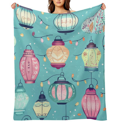 Soft Anti-Pilling Flannel Blanket with Cute Bell and Star Print