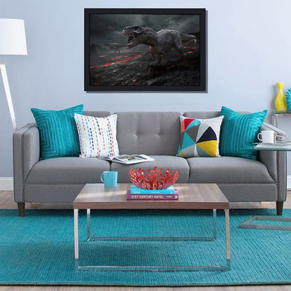 T-Rex Dinosaur Wall Art Framed Canvas Print Decor-07