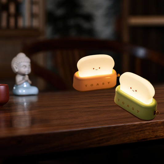 SB Rechargeable Toaster-Shaped LED Night Light Bread-Shaped Table Lamp Bedside Lamp Room Decor Desk Lamp Christmas Birthday Gift