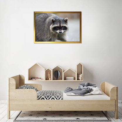 Golden Frame Raccoon Wall Painting for Living Room
