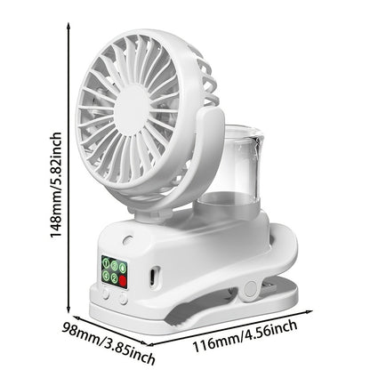 USB Desktop Fan Humidifier Combo 4 Adjustable Speeds 2 Mist Levels Quiet 360° Rotation Cooling for Workspace Bedroom