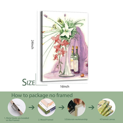 Elegant Floral Canvas Wall Art with Wooden Frame 23