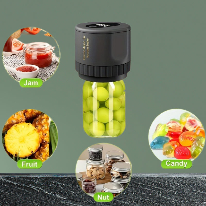 Mason Jar Vacuum Sealer Electric for Wide and Regular Mouth Includes 5 Wide 5 Regular Lids Black