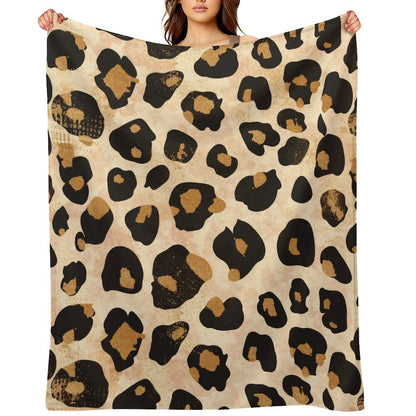 Anti-Pilling Flannel Blanket Beige Leopard Print