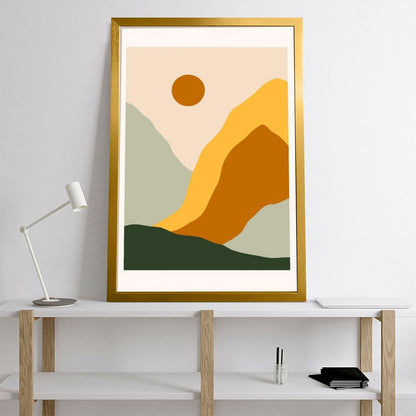 Golden Sunset Abstract Framed Canvas Painting 11