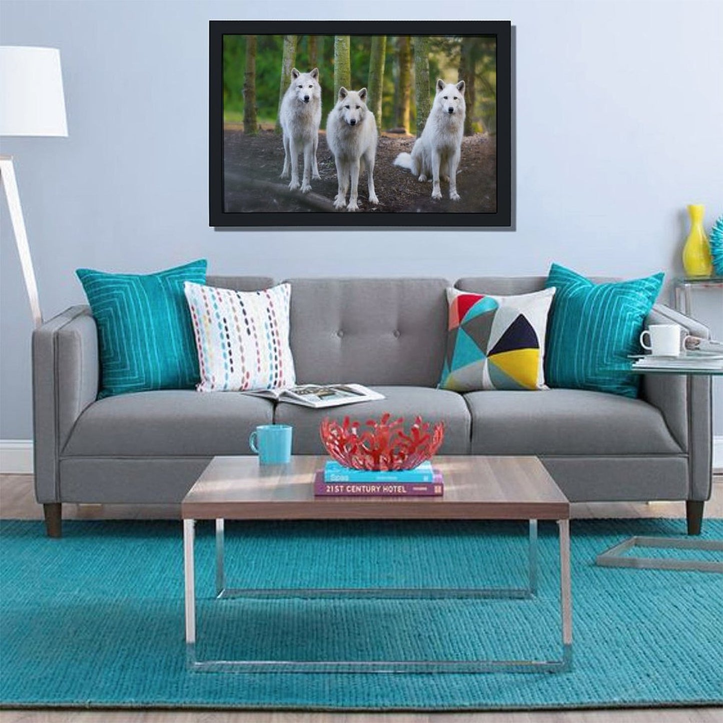 Wolves in Forest Wall Art Black Frame Animal Decoration-18