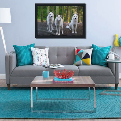 Wolves in Forest Wall Art Black Frame Animal Decoration-18