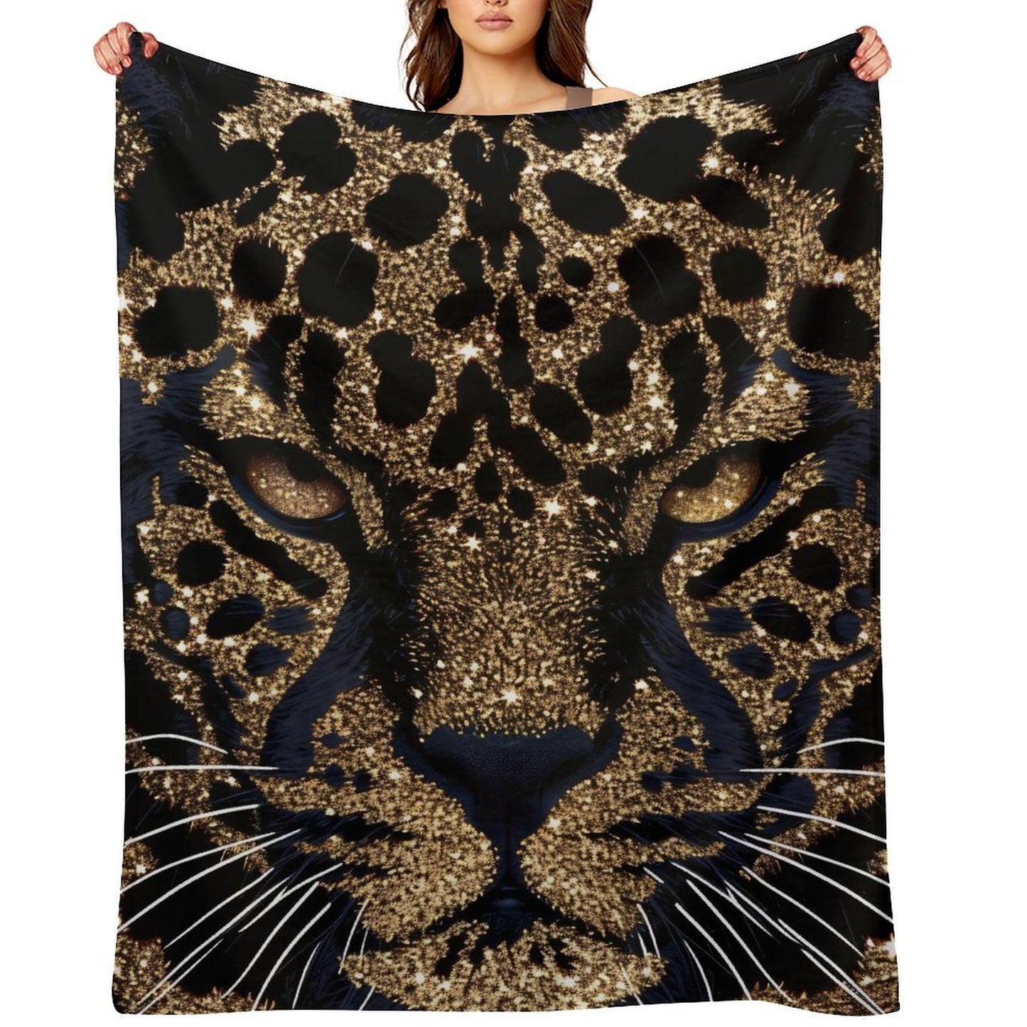 Luxury Leopard Face Flannel Blanket Soft Warm