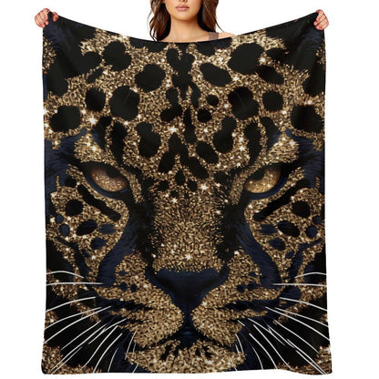 Luxury Leopard Face Flannel Blanket Soft Warm