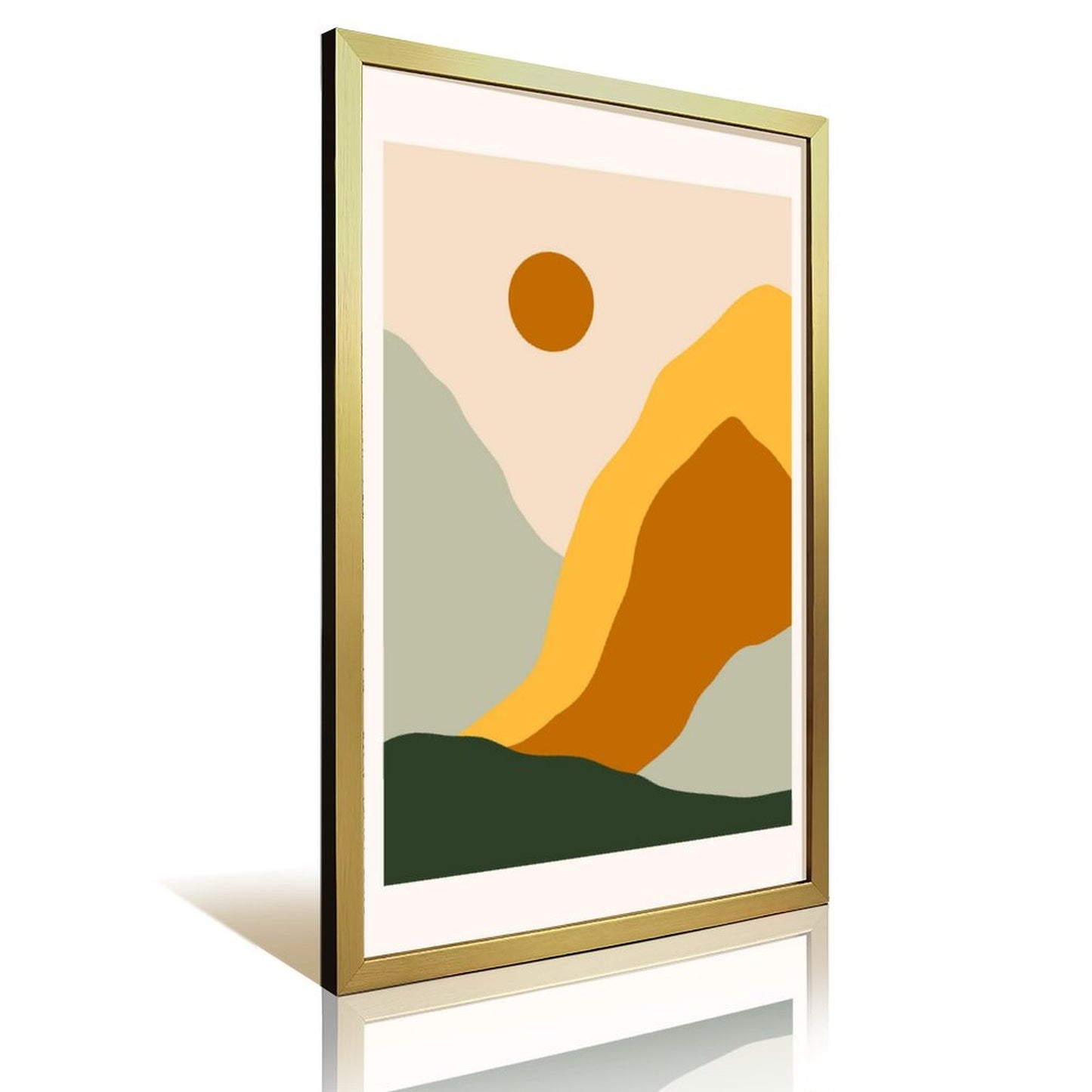 Golden Sunset Abstract Framed Canvas Painting 11