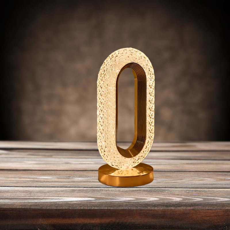 USB Powered Oval Crystal Table Lamp Mini Round Bedside Nightlight for Bedroom Study Office Living Room Decorative Space Saving Easy to Assemble