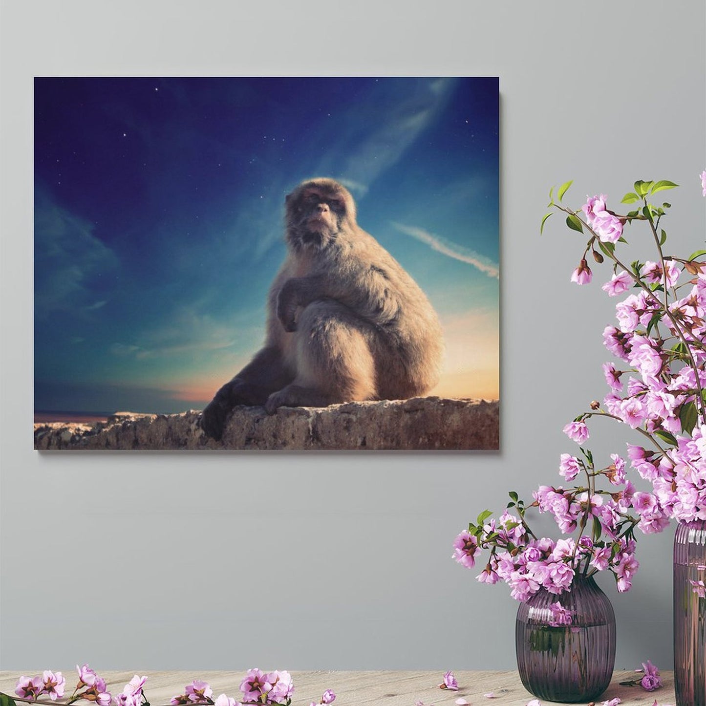 Baby Monkey Portrait Framed Canvas Wall Decoration-09