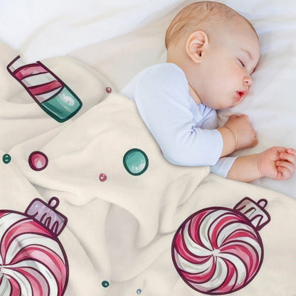 Anti-Pilling Flannel Blanket with Cute Candy and Christmas Pattern