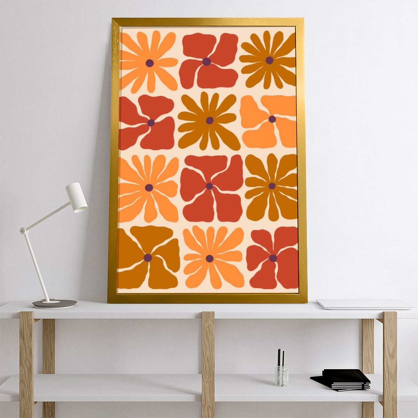 Abstract orange blossom oil painting framed art mural 7