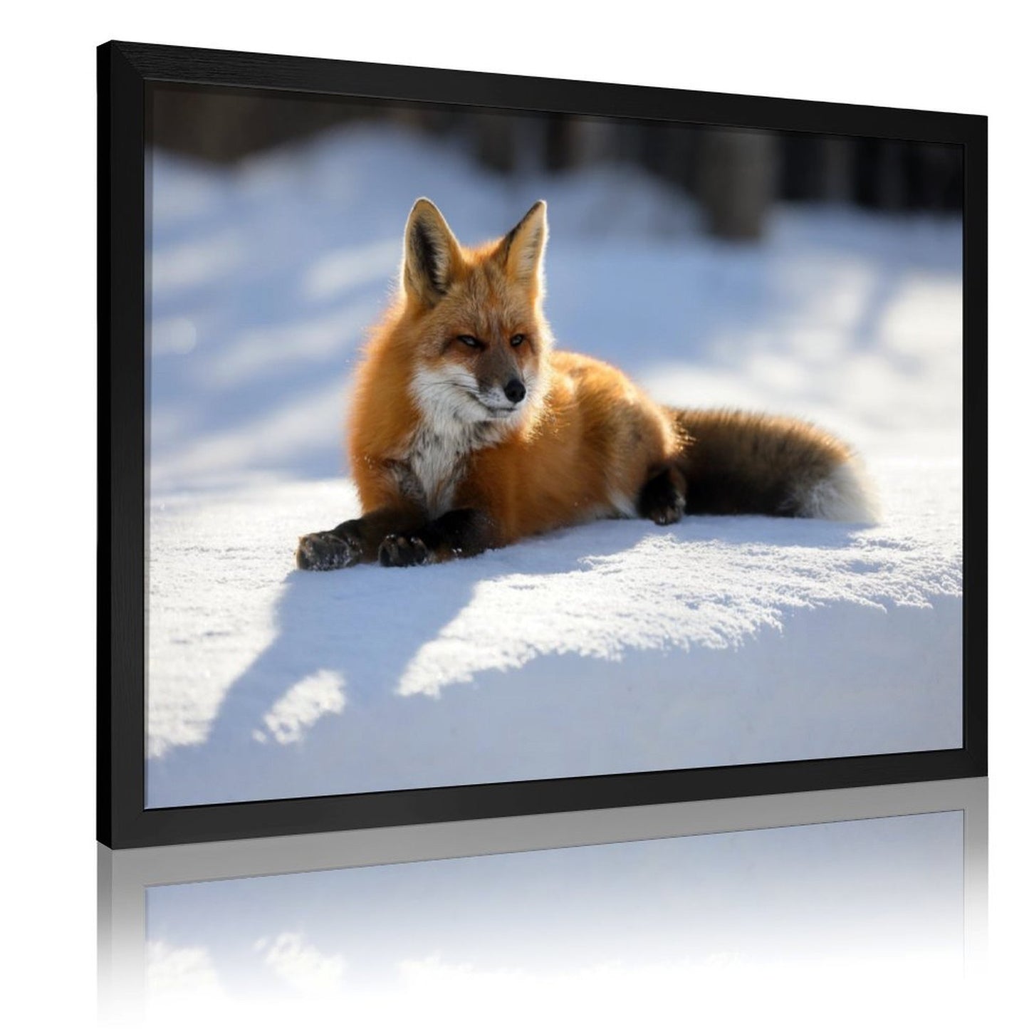 Luxury Gold Frame Fox Wall Decor Winter Forest Scene-36