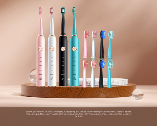 Rechargeable Electric Toothbrush Kit with 8 Soft Bristles Brush Heads 5 Cleaning Modes USB Charging Oral Care Toothbrush for Home Travel Gift