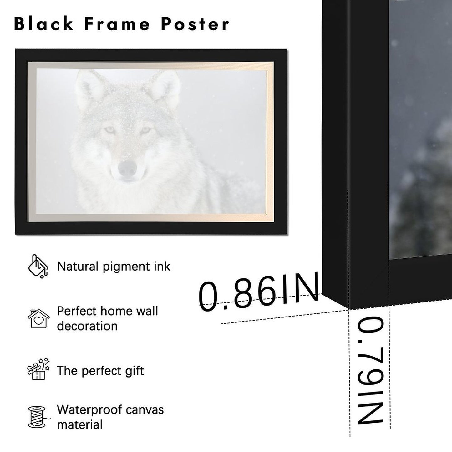 Wild Wolves Wall Art Black Frame Nature Home Decor-22