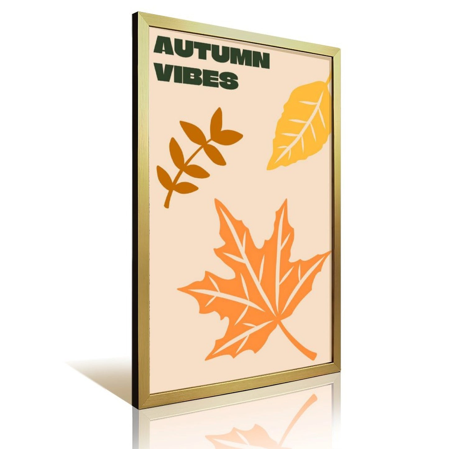 Modern Fall Leaves Canvas Art with Frame- 19