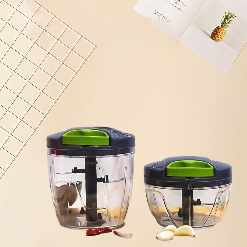 Multifunctional Manual Vegetable Chopper Garlic Mincer Hand Pulled Kitchen Cutter Transparent Container Green Black Lid Perfect for Garlic Onions Food Prep Tool Modern Kitchen Accessory Durable