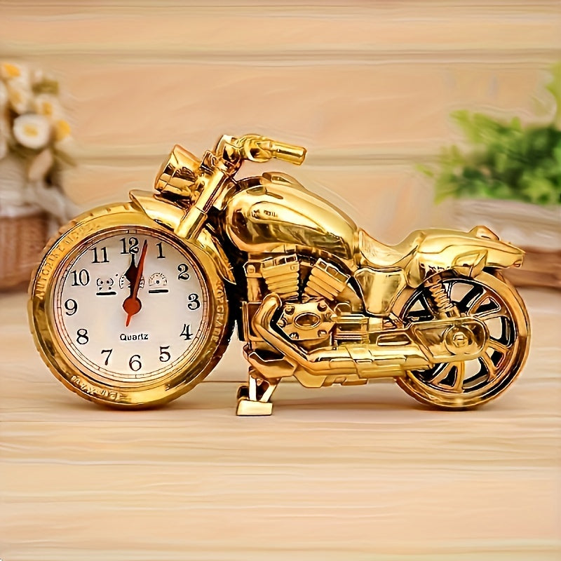 Classic Plastic Motorcycle Alarm Clock with Cartoon Design Swiss Quartz Movement AA Battery Powered Irregular Shape