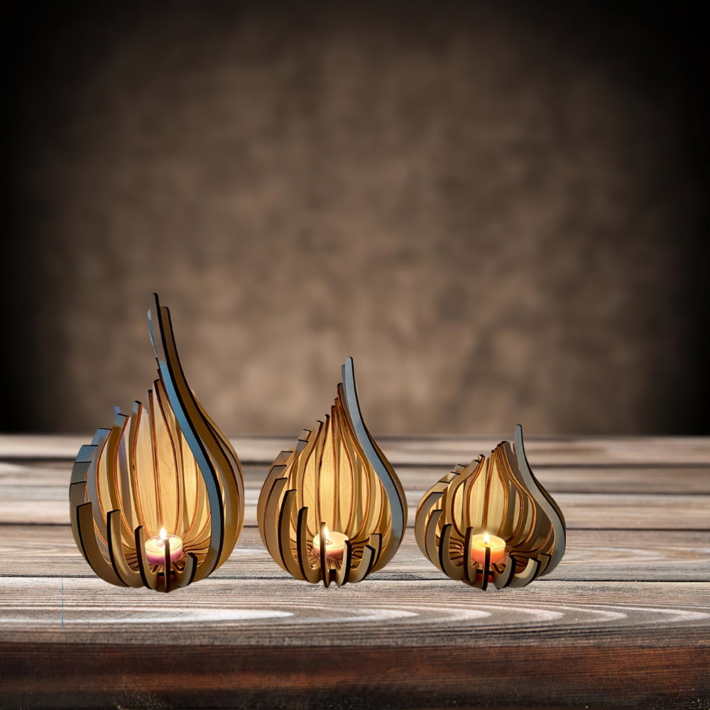 Modern Minimalist Wooden Candle Holder - Natural Wood Grain Centerpiece for Living Room Dining Table Wedding Party Decor Home Decoration Gift Idea Ambient Lighting