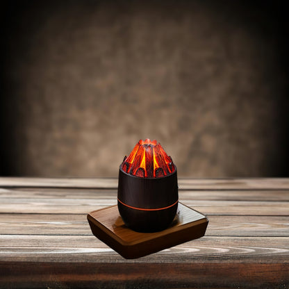 USB Powered Charcoal Fire Humidifier 1pc Home Bedroom Water Replenisher with Colorful Night Light Creating Cozy Atmosphere