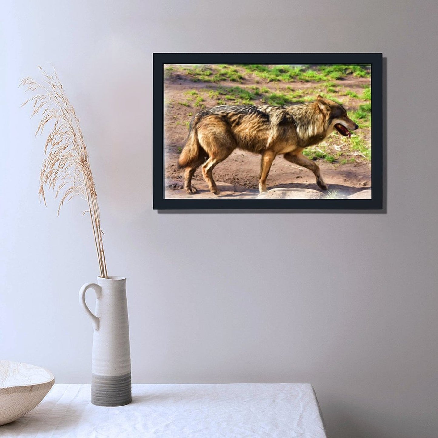 Wolf Pair Canvas Painting Forest Animal Wall Picture-59