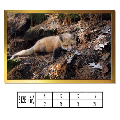 Snow Fox Wall Art with Gold Frame Nordic Home Decor-37