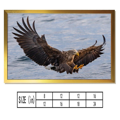 Golden Frame Eagle Wall Art – Majestic Bird Canvas Decor- 137
