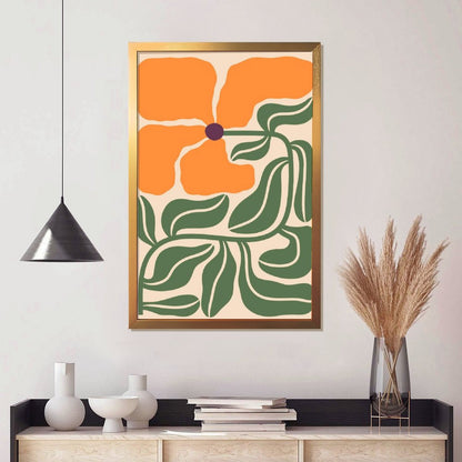 Abstract Orange Flower Art Print – Modern Botanical Decor-1