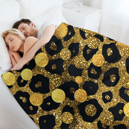 Modern Black and Gold Flannel Throw Home Decor