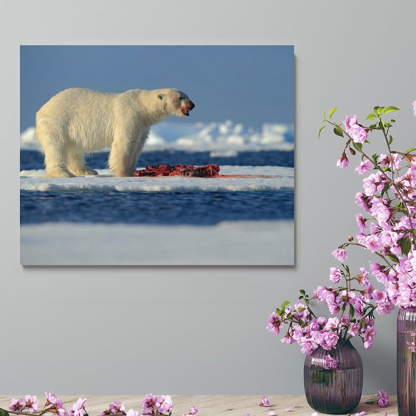 Arctic Predator Polar Bear Hunting Scene Canvas Art-07