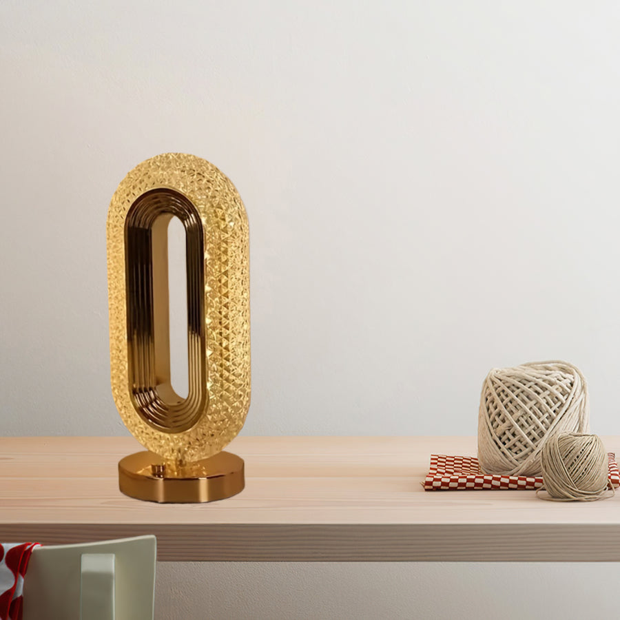 USB Powered Oval Crystal Table Lamp Mini Round Bedside Nightlight for Bedroom Study Office Living Room Decorative Space Saving Easy to Assemble