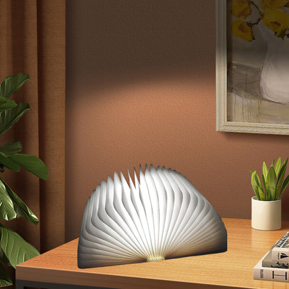 Wooden Foldable LED Desk Lamp Pine Paper Night Light USB Charging Bedroom Office Decor Gift