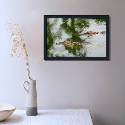 Wildlife Crocodile Wall Art Black Frame Home Decoration-109