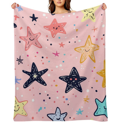 Soft Anti-Pilling Flannel Blanket with Cute Starfish Pattern Design