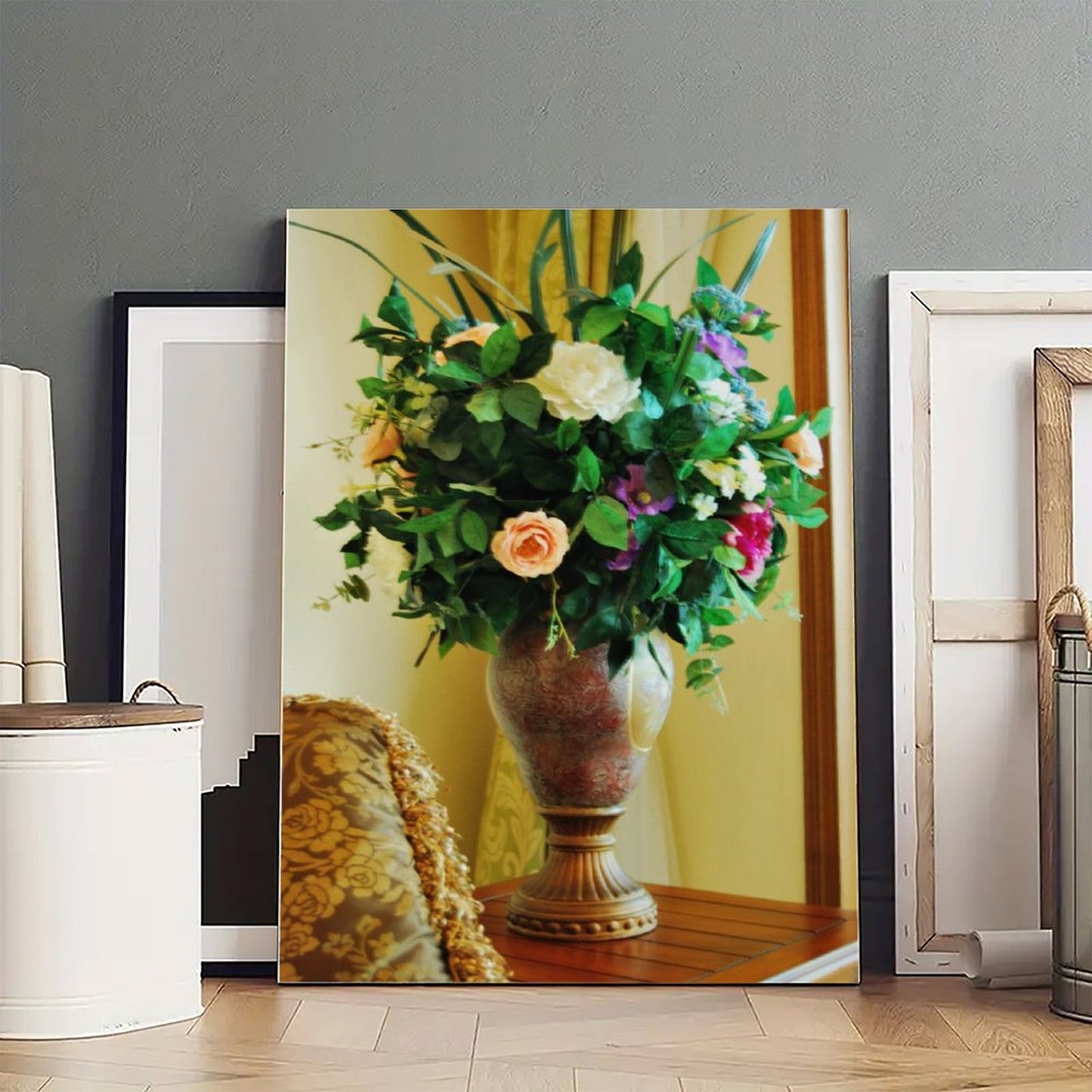 Artistic Floral Print Canvas with Wooden Frame 13