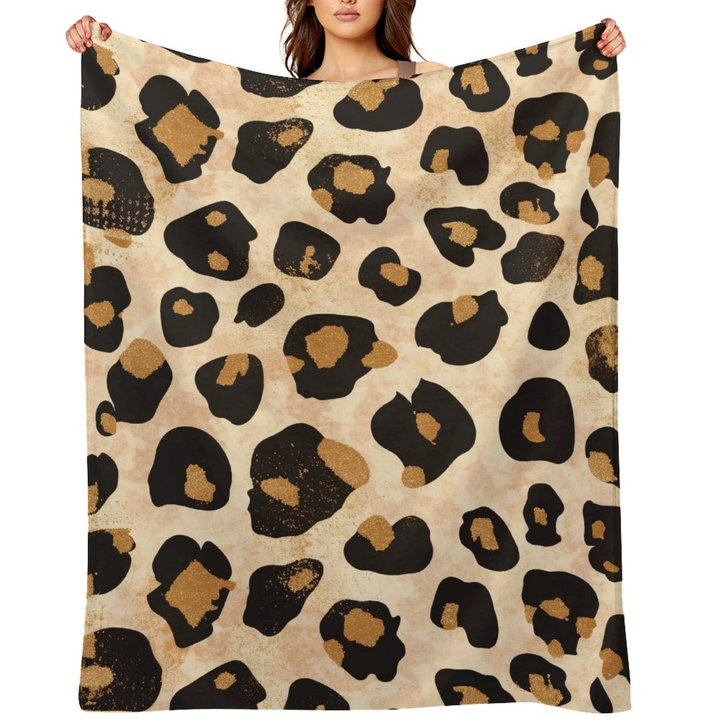 Anti-Pilling Flannel Blanket Beige Leopard Print
